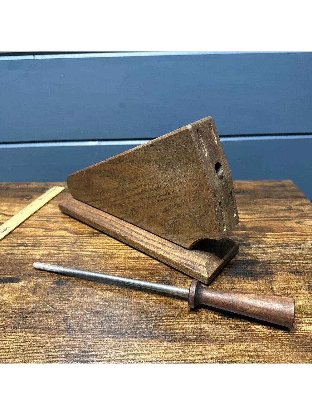Vintage Case XX Knife Block Oak 5-Slot Low Profile for 5 Knives/1 Sharpening Rod